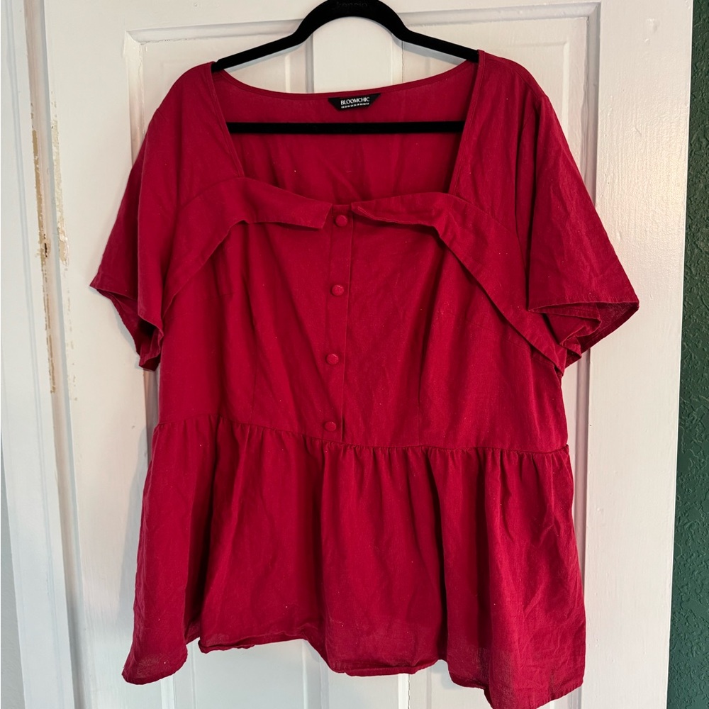 Red Women's Retro Style Top
